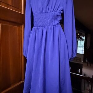 Elegant Royal Blue Long Sleeve Dress and Pants Suit sz S/M